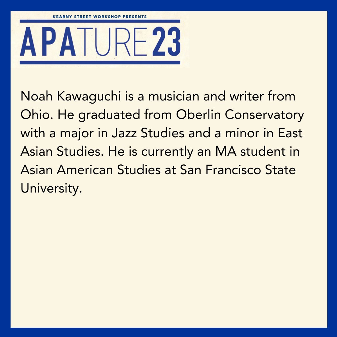 Noah Kawaguchi's compositions combine his musical, cultural, and political studies. At Sonic Memories, APAture's musical showcase this Wed (10/25) we'll get a chance to listen in on some of his work. Get your tickets today! Link in bio!