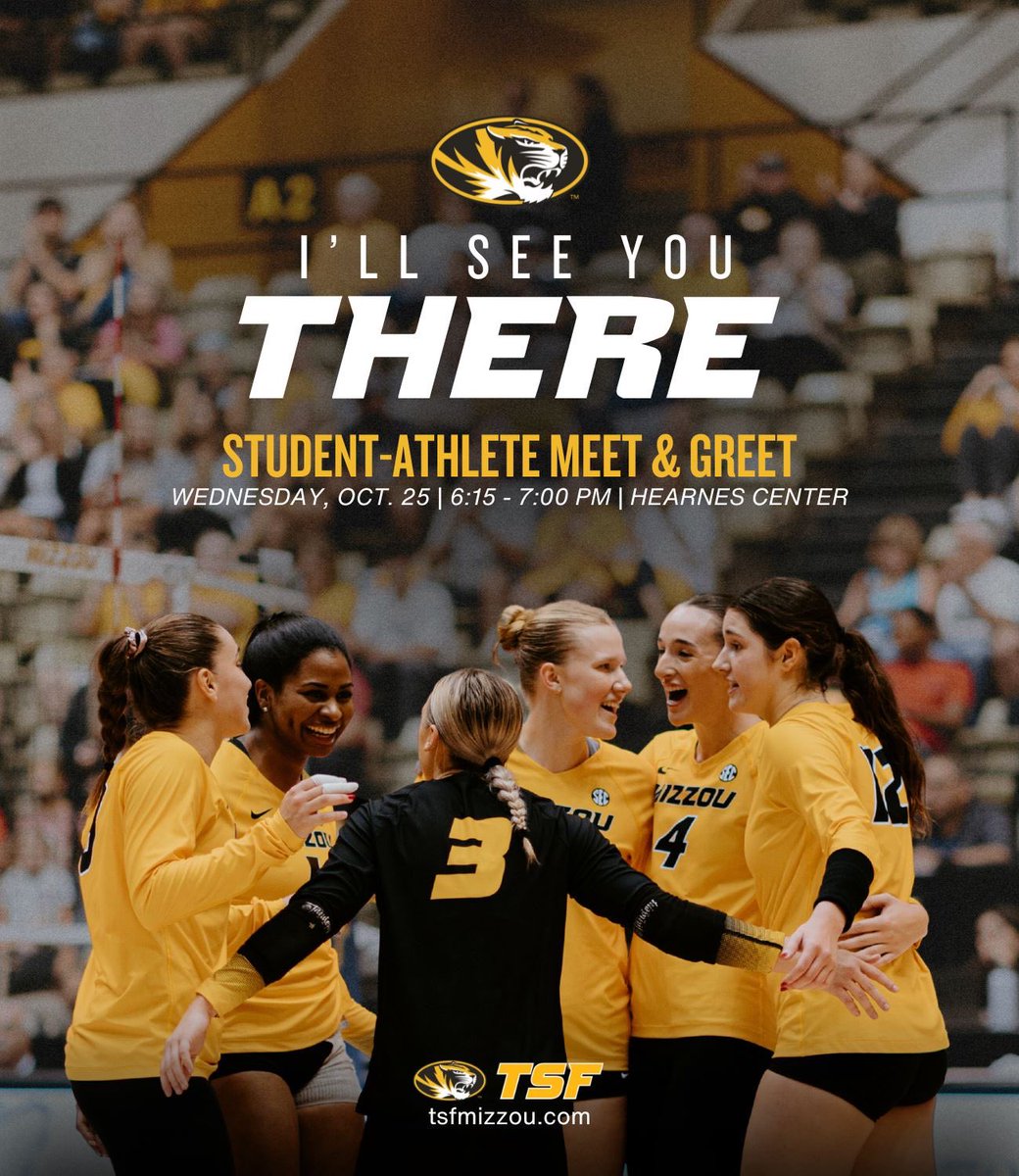 YOUR INVITED. I’ll be at the @mizzouvb match on Wednesday for a Student-Athlete meet and greet! I’ll be taking photos and signing autographs from 6:15-7:00 p.m. at the Hearnes Center. See you there! #MIZ