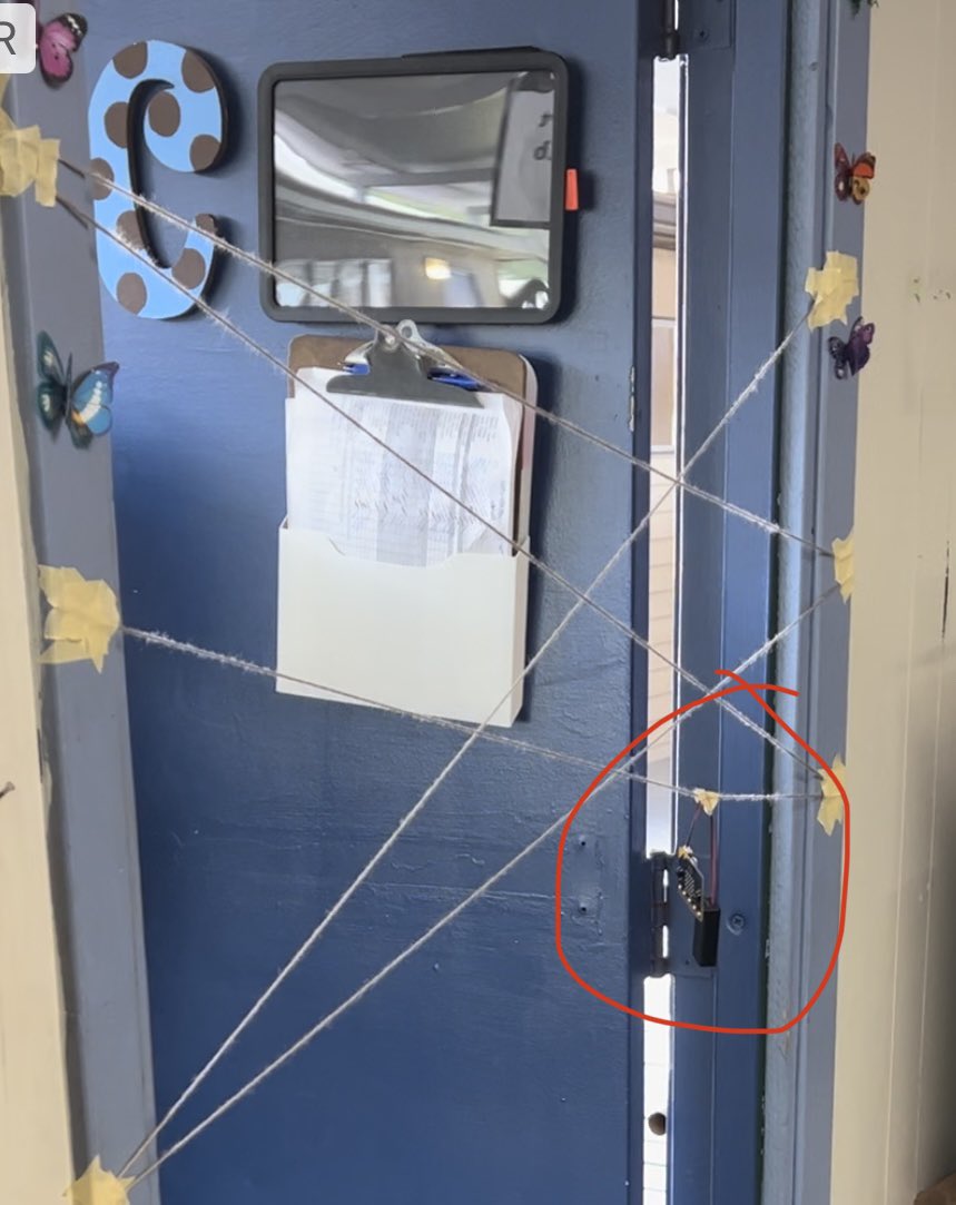 TechWithHart's tweet photo. @CodeJoyEdu @InfyFoundation Many thanks for the inspiration. Spiders vs. prey. Ss built a web while other Ss programmed the Micro:bit to detect movement. After attaching the MB to the web, Ss had to move from one side or the other without sounding alarm! https://t.co/Qkghz0LE5w