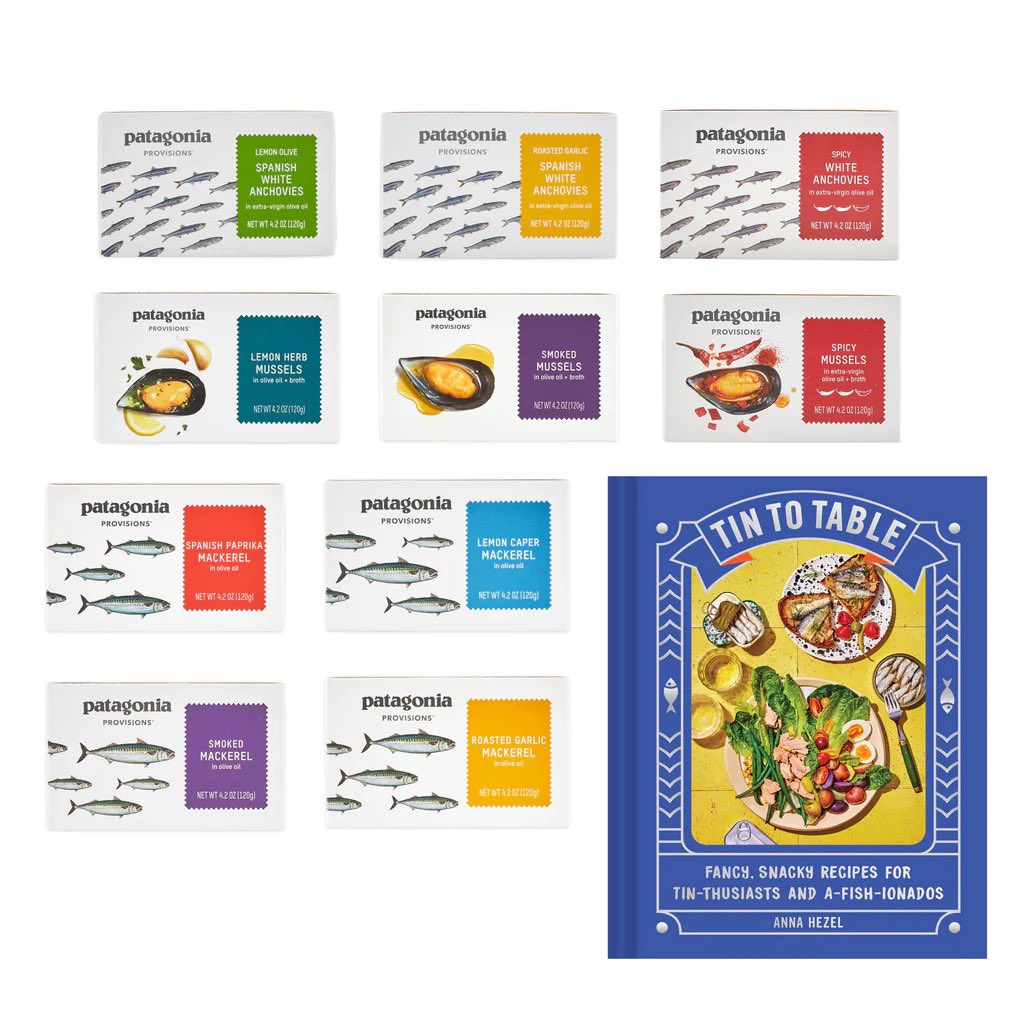 Looking for some tinspiration? Included in our Tinned Seafood Sampler Box, you’ll find <a href="/HezelAnna/">Anna Hezel</a>’s Tin to Table: Fancy, Snacky Recipes for Tin-thusiasts and A-fish-ionados. 
patagoniaprovisions.com/products/tinne…