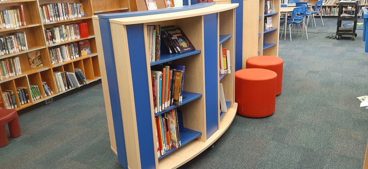 TLWillStork's tweet image. A late post after a busy #CSLD2023.  Opened up the library before school and at recess.  These new shelves and stools got a lot of love with our Graphic Novels and Manga better displayed.  Signage to come. #SchoolLibraryJoy @TDSBLibrary