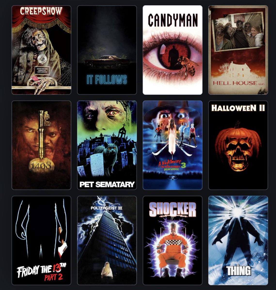 andymitton's tweet image. There are certain horror movies, whether or not they’re all “good”, that give me that Halloween feeling. That warm blanket candy-at-1am hazy buzz, when the only light on in the house is the tv glow. If I had a festival of these movies now, these would be selections and the order: