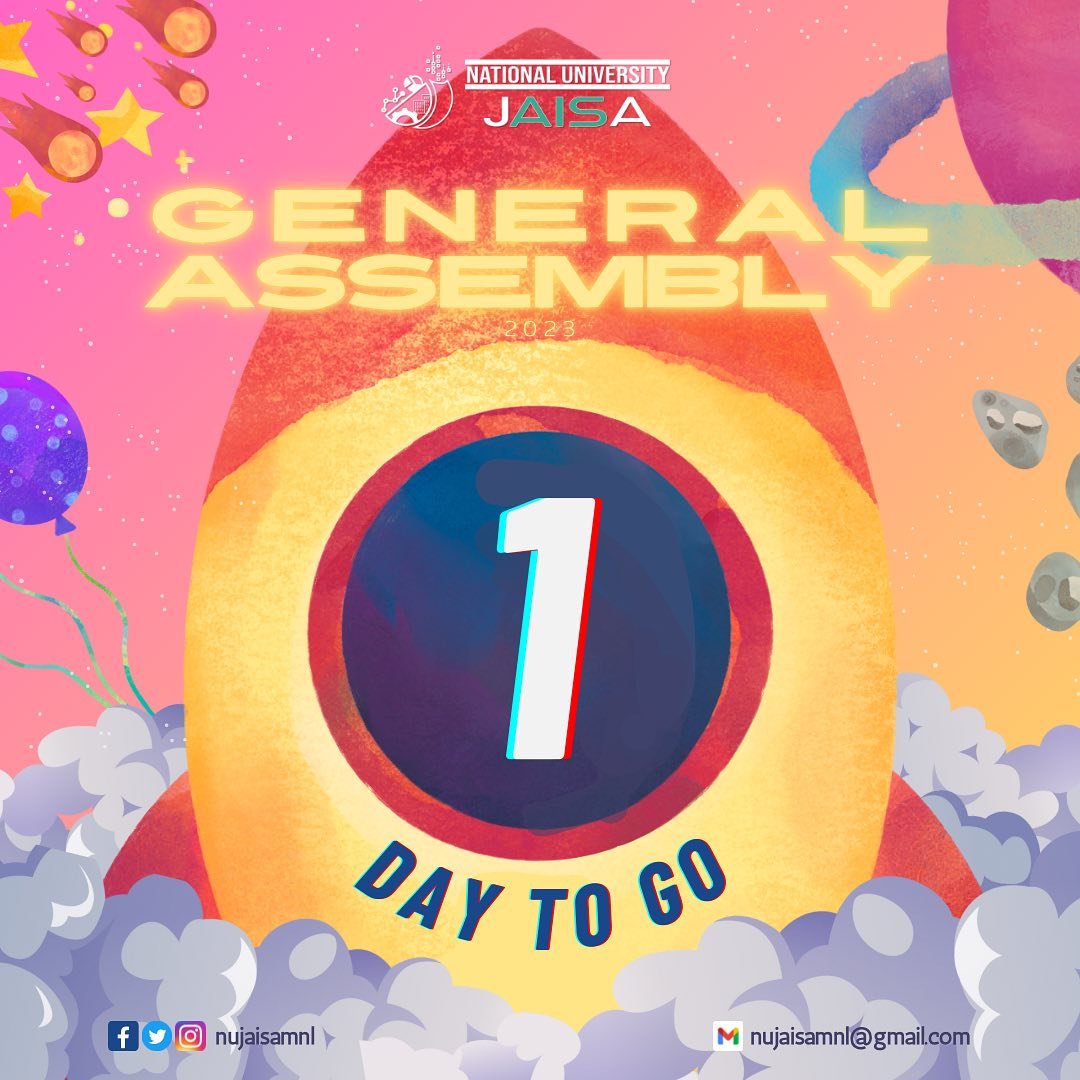nujaisamnl's tweet photo. 🛸𝐁𝐞 𝐫𝐞𝐚𝐝𝐲 𝐟𝐨𝐫 𝐭𝐨𝐦𝐨𝐫𝐫𝐨𝐰'𝐬 𝐭𝐚𝐤𝐞𝐨𝐟𝐟! 🚀

One day remains until the NUJAISA General Assembly:
"Rekindling Connections between Accounting and Information Systems." https://t.co/p4cjeIPFK7