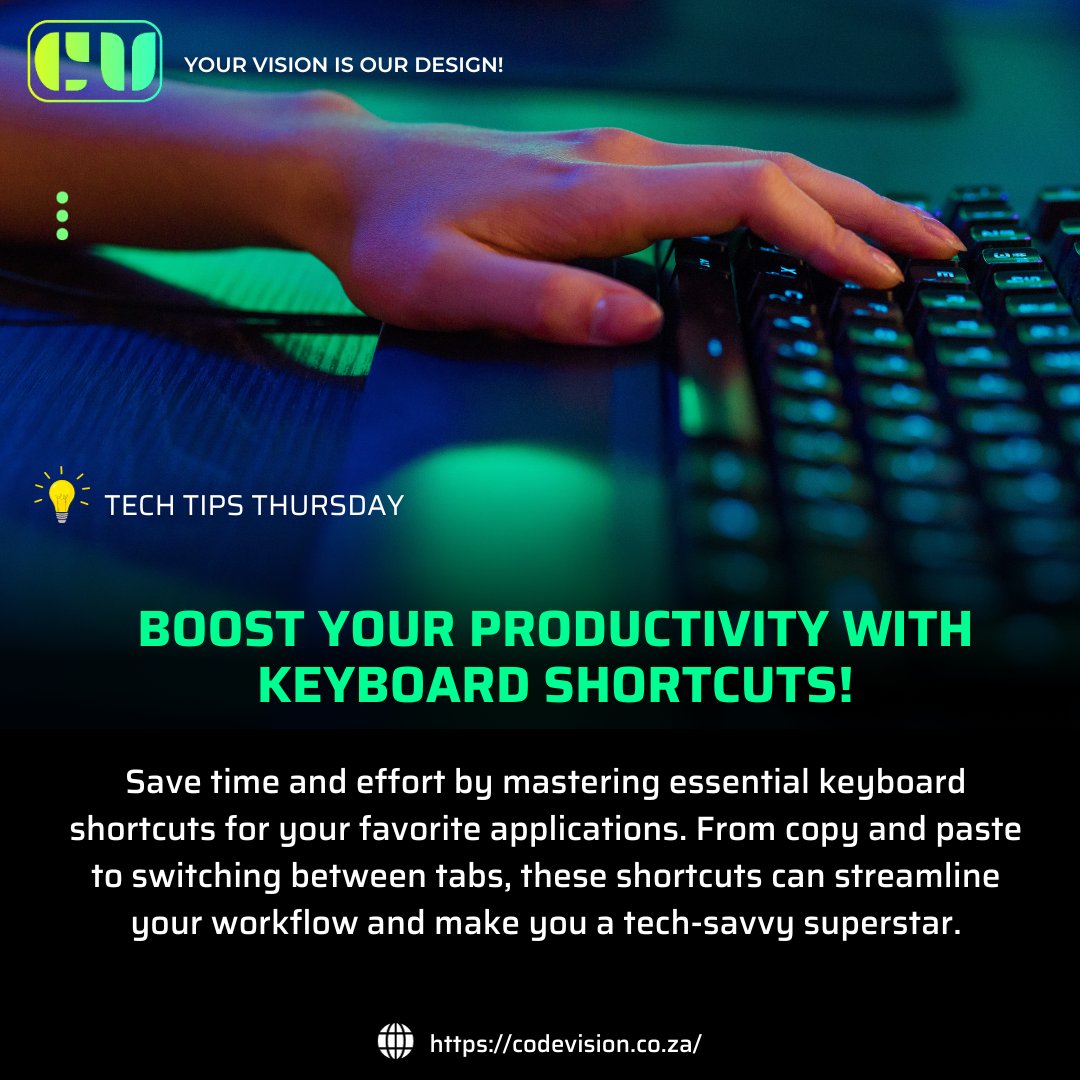 codevisionrsa's tweet image. 🌟 Thoughtful Tech Tips Thursday 🌟
It's time for some tech wisdom! Introducing our new series where we'll be sharing helpful tech tips and hacks every Thursday to empower you with the knowledge to tackle common tech issues and challenges.🤩💡
#CodeVision #TechTipsThursday