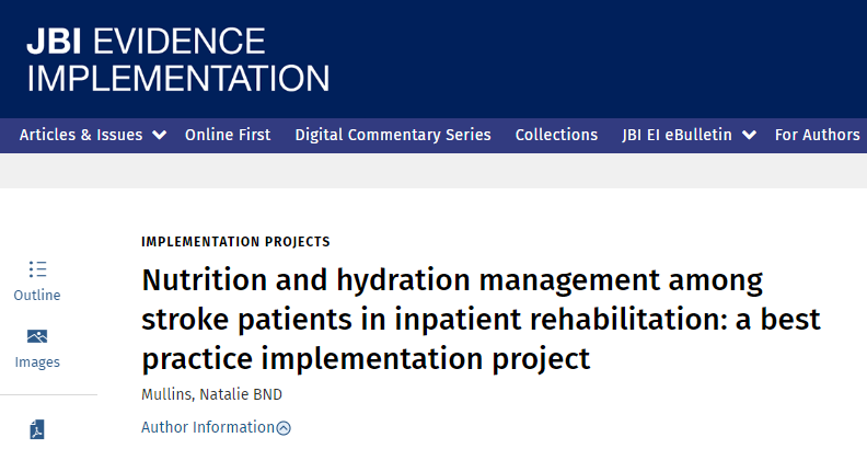 JBI_EI's tweet photo. Is post-stroke nutrition and hydration management an area with best practice gaps? 
Read how a multidisciplinary team in South Australia improved N&amp;H management for stroke survivors through the evaluation and #implementation of best practice.
https://t.co/2AnPxs9RzO https://t.co/Z8GDJ0hiFB
