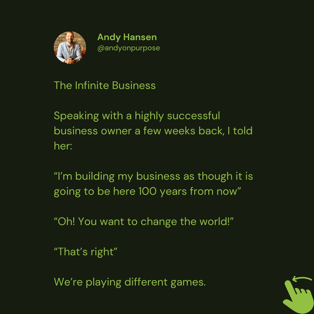 andydhansen's tweet photo. If I'm building something, I am building it as though it will still be here 100 years from now.

That means I take extreme care with the foundation.

visit https://t.co/g1XvoeUeTF to start playing The Infinite Game https://t.co/drAGhFZzQ9