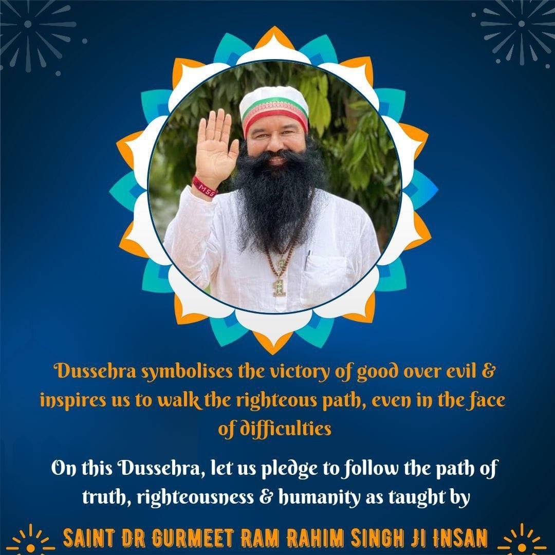 Simmi_Bhatti's tweet photo. All festivals have their own special significance. We need to learn something from them. Saint Gurmeet Ram Rahim Ji always says that on the day of festivals work selflessly for the betterment of humanity. 
#HappyDussehra 
#Dussehra2023
#VijayaDashami2023 https://t.co/D4nb8NbSvy