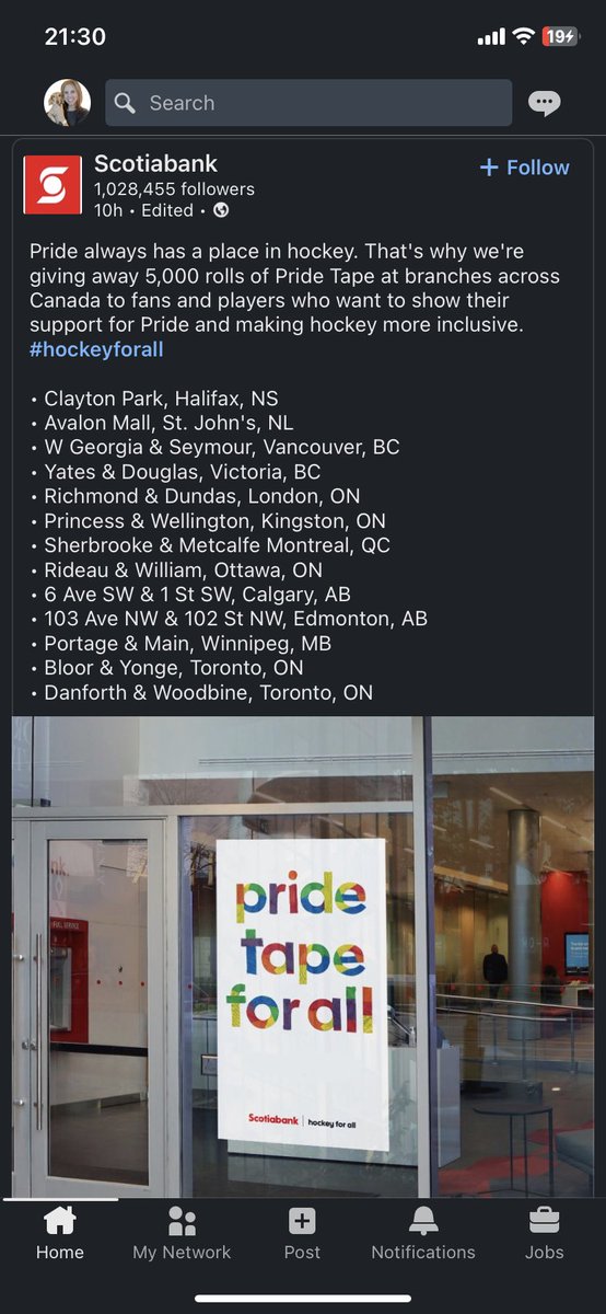 lovemyhabs26's tweet image. .#hockey In case you want to be #awesome like Travis Dermott, head to any one of these @scotiabank branches and grab a free roll of @PrideTape. @ArizonaCoyotes @NHL @Pride #BeAwesome #MakeHockeyInclusive