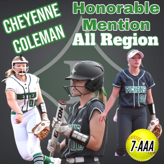 PHS Nettes Softball (@nettessoftball) on Twitter photo Congratulations Cheyenne Coleman for receiving 7 AAA Honorable Mention! <a href="/PickensHighGa/">Pickens High School</a> <a href="/pickensad/">Pickens Athletics</a> Congratulations Cheyenne Coleman for receiving 7 AAA Honorable Mention! <a href="/PickensHighGa/">Pickens High School</a> <a href="/pickensad/">Pickens Athletics</a>