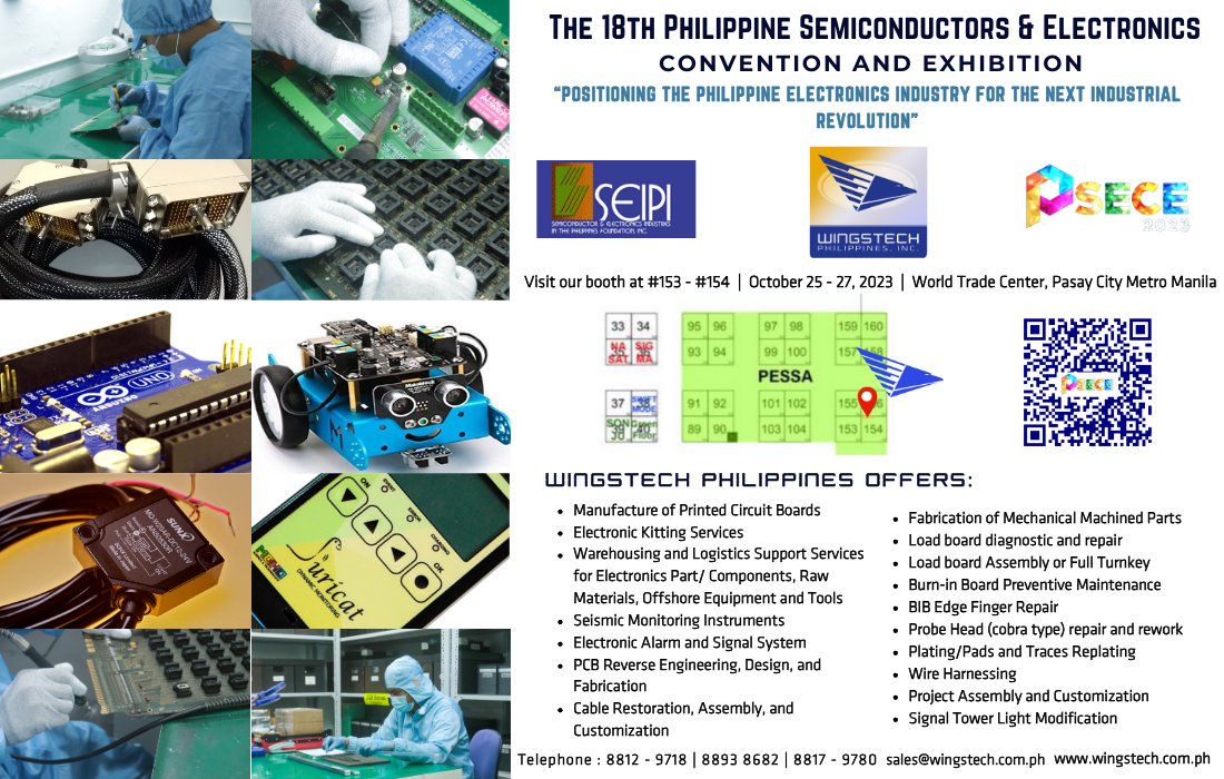 WingsTechnolog1's tweet image. Save the date! PSECE 2023 is happening on October 25–27, 2023, at the World Trade Center, Pasay City, Metro Manila. Don&apos;t miss the chance to explore our products and services at booths #153 and #154. #SEIPI2023  #PSECE2023
