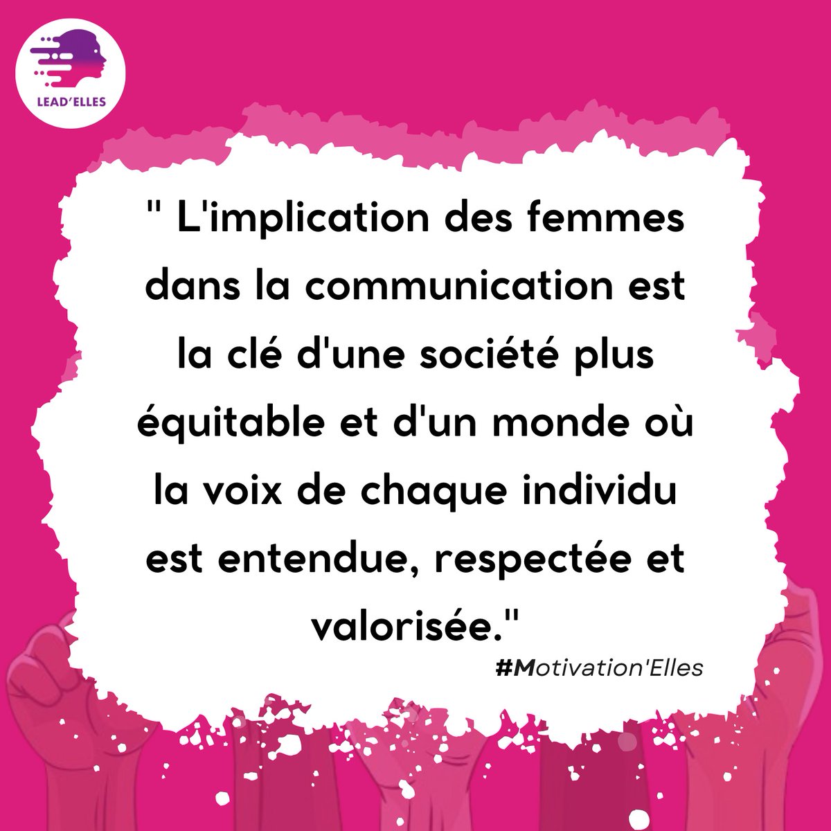 LydiaAssou's tweet image. #MotivationElles

" L'implication des femmes dans la communication est la clé d'une société plus équitable et d'un monde où la voix de chaque individu est entendue, respectée et valorisée."

#LeadElles 
#Motivationnelles 
#leadershipfeminin