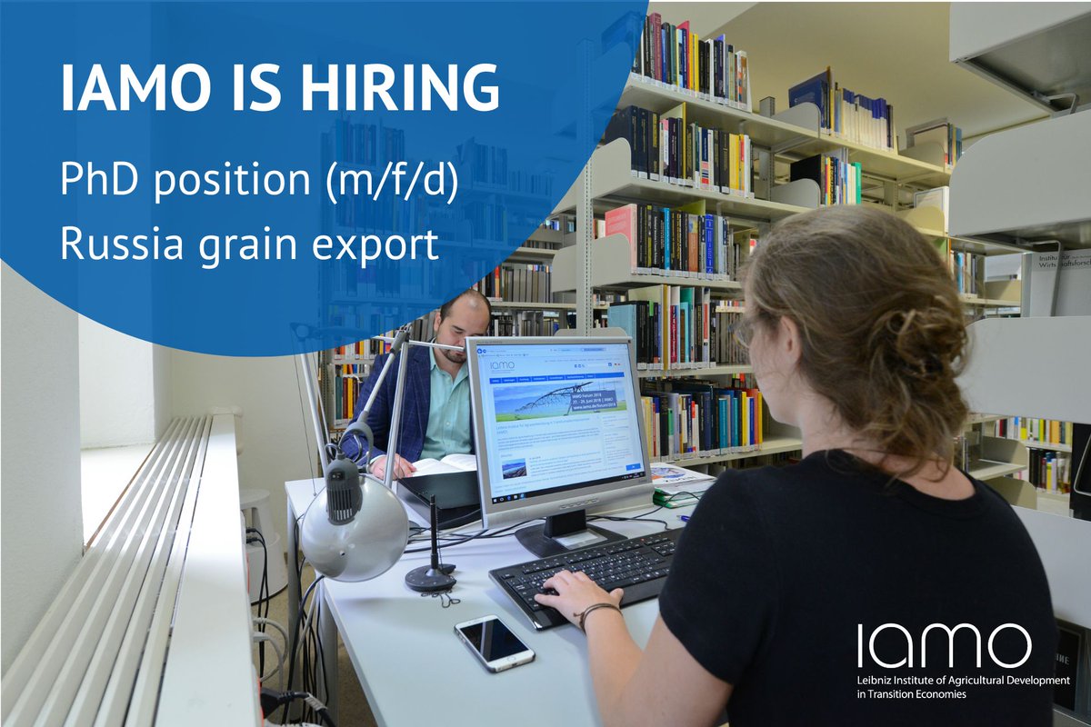 IAMO is offering a #PhDposition (m/f/d) in BlackSeaGrain project. Join our international team and apply now! Please find further information here: 
iamo.de/en/career/job-…
#Job #PhD #Research #GrainExport #BlackSea #Russia