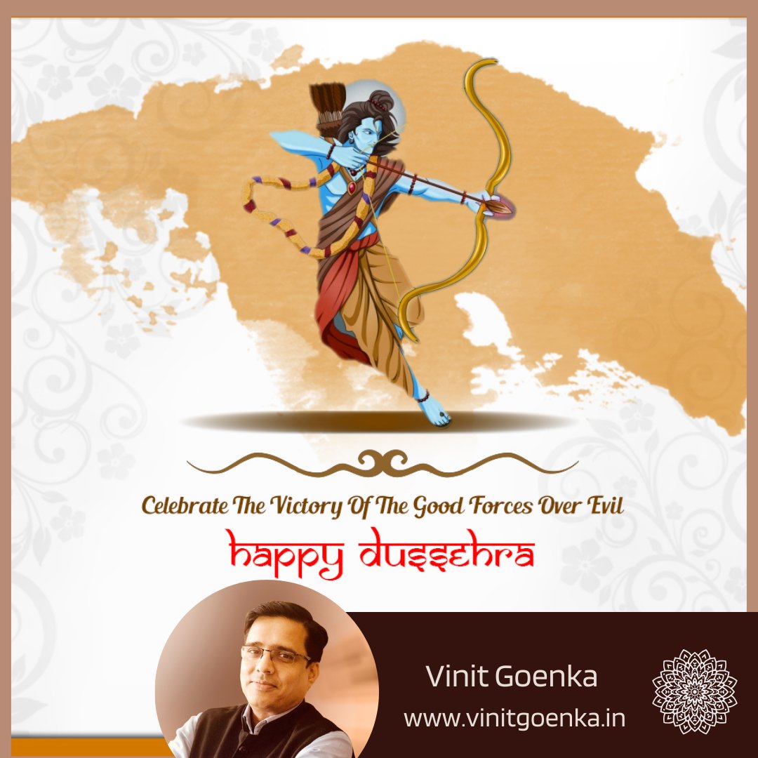 Wish you and your family a very happy Dussehra 🙏
#shubhobijoya #Dusshera2023 #Dasara #VijayaDashami2023 

"Dasha Hara" is a #Sanskrit word which means removal of ten bad qualities within you

🎆Kama vasana (Lust)
🎆Krodha (Anger)
🎆Moha (Attachment)
🎆Lobha (Greed)
🎆Mada (Over