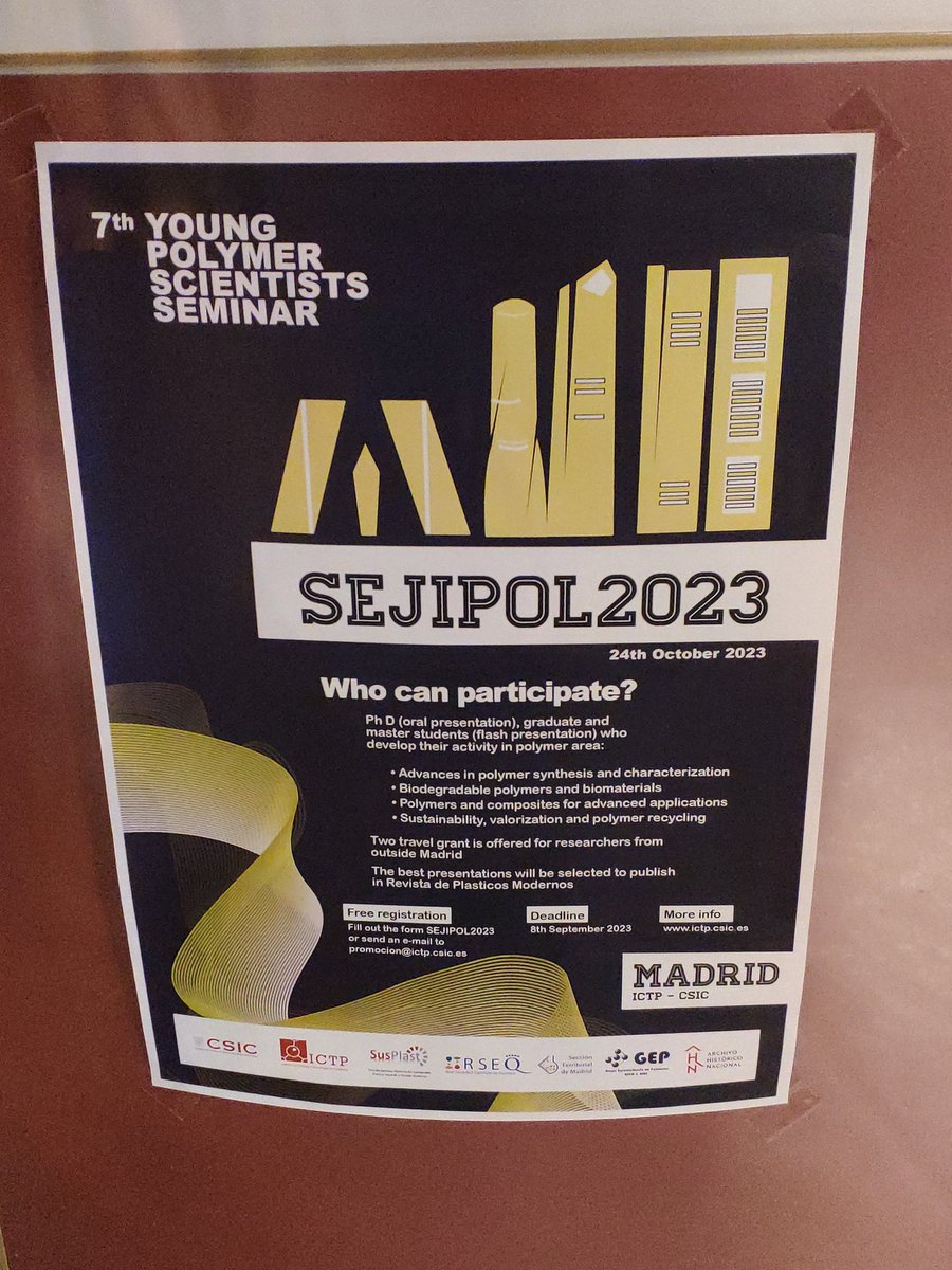 #SEJIPOL2023 IS ready to start!! If you are interested in polymer science..don't miss It!! <a href="/ictp_promocion/">ICTP-CSIC</a>