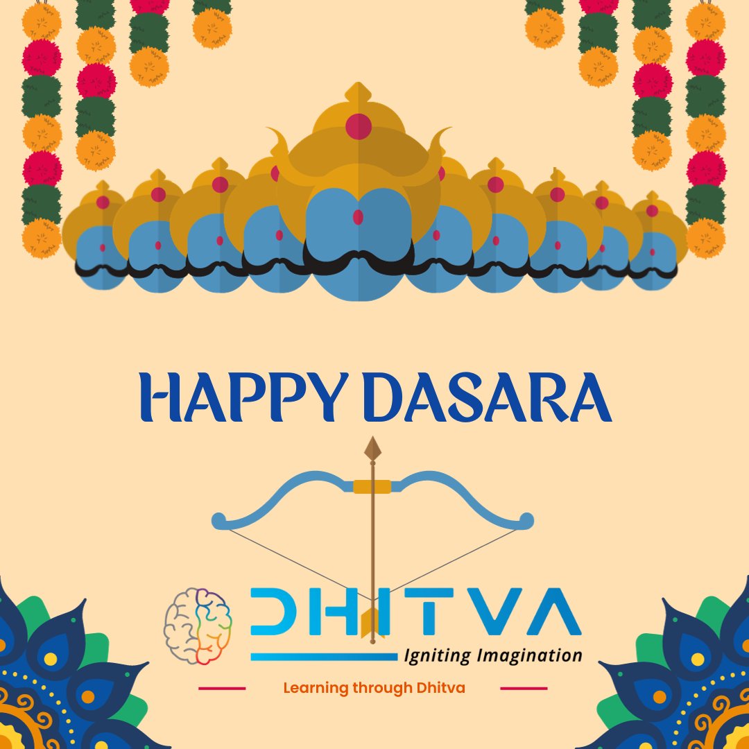 dhitva_com's tweet photo. Wishing you a victorious Dasara filled with the triumph of good over evil! Every challenge we conquer, every obstacle we overcome, is a symbolic victory of light over darkness.

#Dussehra #Dasara #FestivalOfVictory #GoodOverEvil #Dhitva https://t.co/JV1gu5LD18