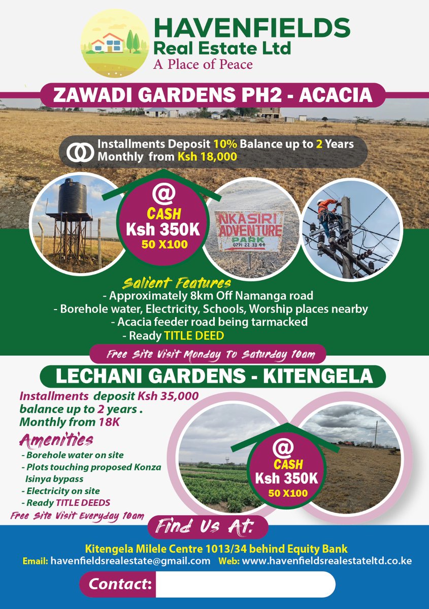 MwauraFide43116's tweet photo. HavenFields  Real Estate we got you covered, everything you want 
#hazinagardensmalindi 
#paradiserealestate
#dreamgardenlenchani
#zawadigardenacacia
#havenfieldsrealestate https://t.co/gkmeGADXK4