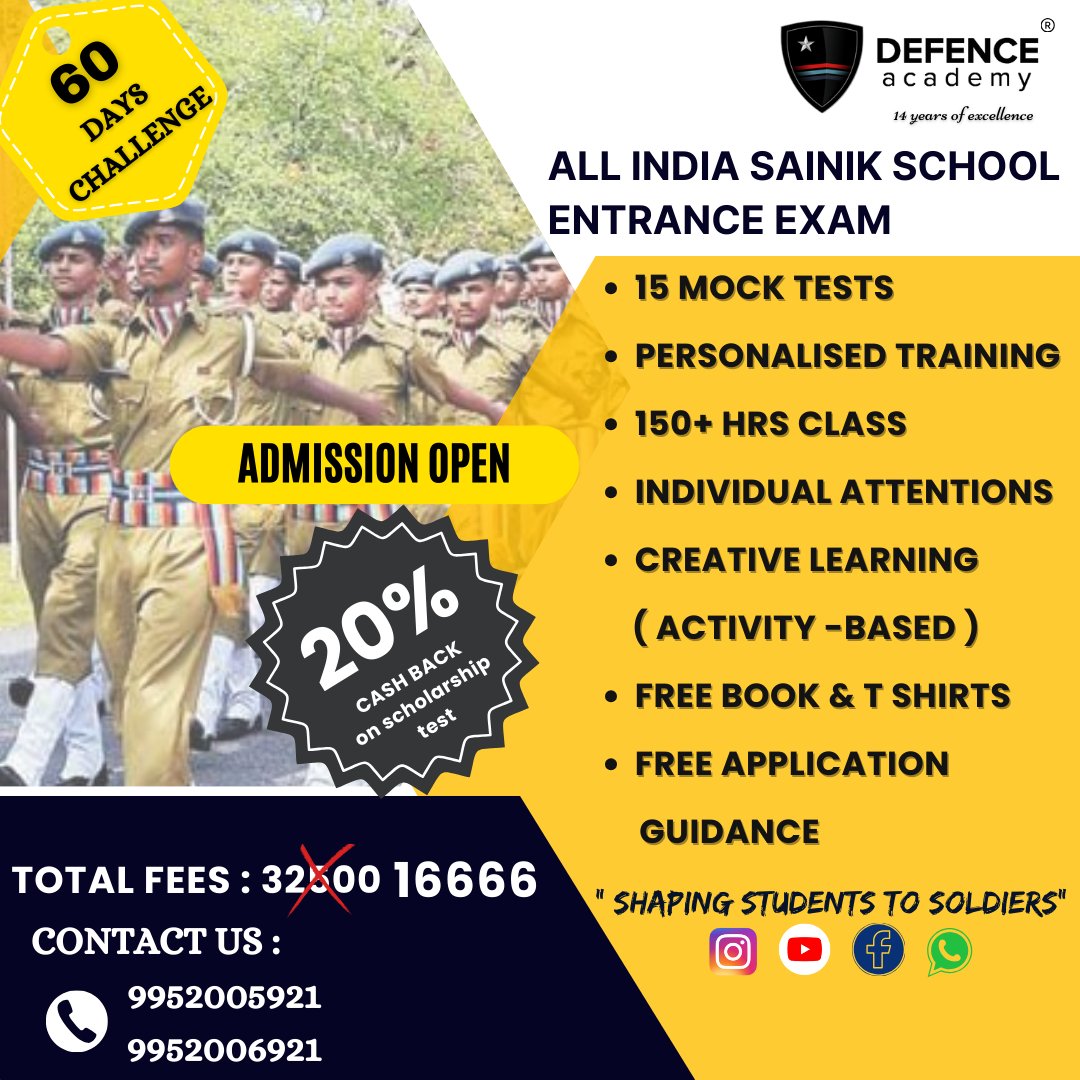 Surendren_A's tweet photo. "Transform your dreams into reality at the Defence Acade#SainikClass
#DefenceAcademyChennai#AspireToServe#SainikSchool
#DisciplineMatters#CharacterBuilding my Chennai's Sainik class. Begin your journey of discipline, dedication, and excellence today!" https://t.co/55AnncpQ02
