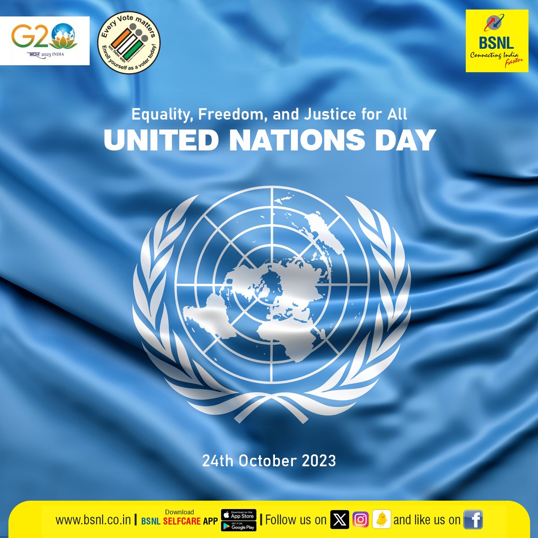 Connecting the world on United Nations Day and every day. 

#BSNL #UNDay2023 #G20India #UnitedNationsDay @UN
