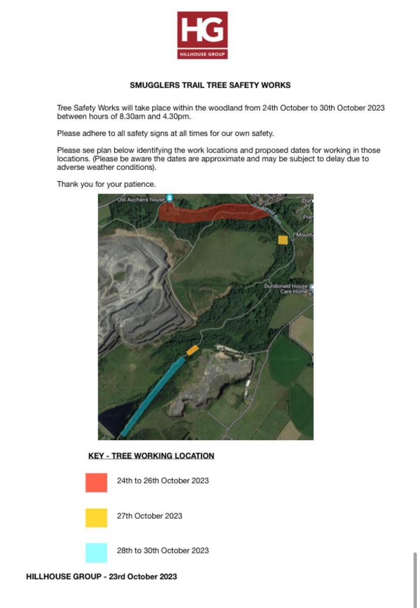 Please note forestry work commencing in Dundonald woods with sections being planed along The Smugglers Trail <a href="/ActiveSA_SAC/">Active South Ayrshire</a> <a href="/destinationsa_/">destinationsouthayrshire</a>