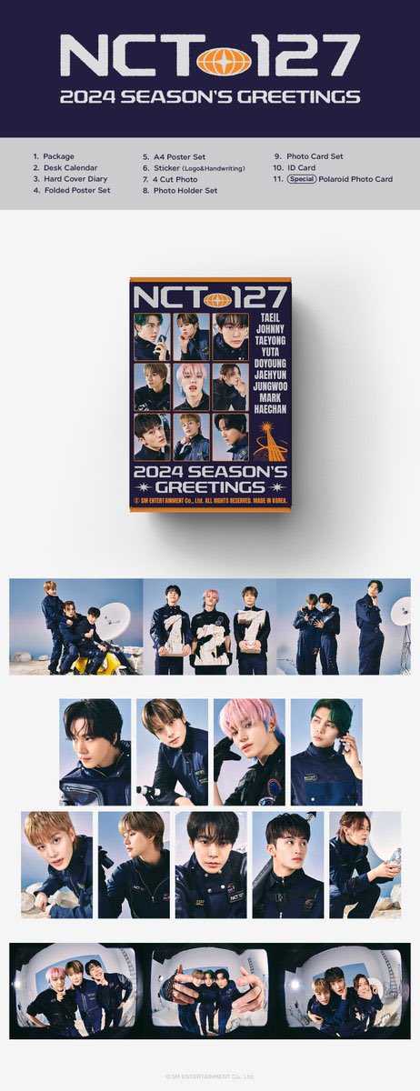 WTS
SHARING SEASON GREETING 2024 NCT 127

Box + Poster 45K
DeskCal 60k
Diary 60k
Member SET
• Jaehyun, Mark, Haechan 110k
• Taeyong, Doyoung, Jungwoo 100k
• Taeil, Yuta, Johnny 90k

Bersih Ina
Bekasi
