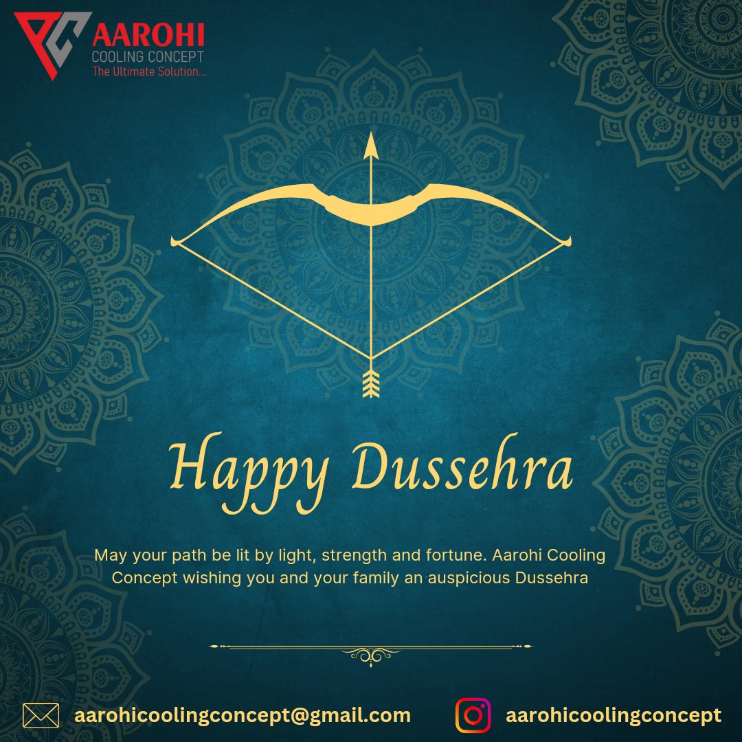 AarohiCooling's tweet photo. The triumph of good over evil is a timeless story, and today we celebrate that victory. Aarohi Cooling Concept wishes you #happy & #prosperous Dussehra.
#AarohiCoolingConcept #OGeneralAC #SamsungAC #Freshair #Dussehra2023 #LordRama #GoodOverEvil #FestivalFun #Tropical #Trending https://t.co/7gDjfIXhQe