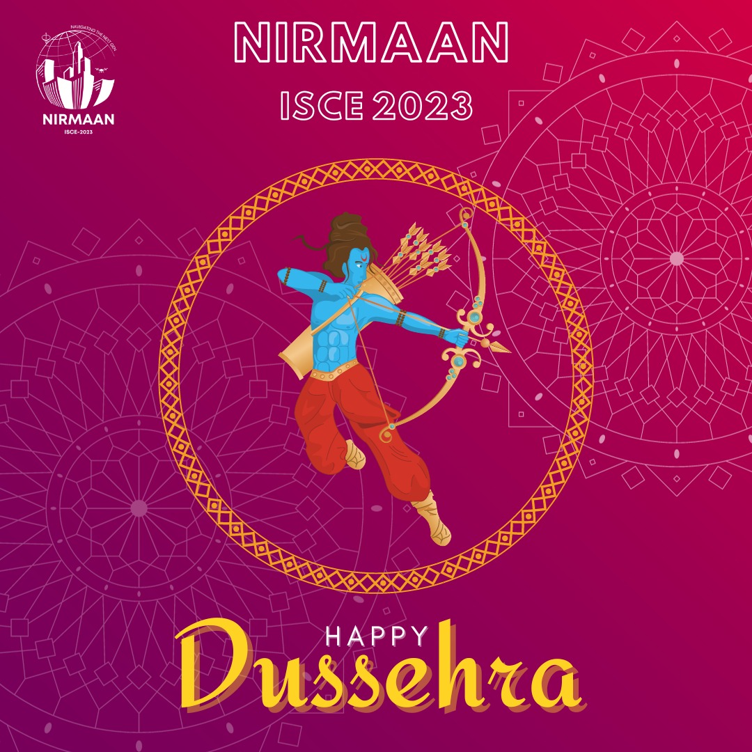 Nirmaanbmsce's tweet photo. Nirmaan ISCE 2023 extends warm Dussehra wishes to all! 🌟 #happydussehra 
#letsnirmaan #dreamnirmaan #techfest #civilengineering #bmsce https://t.co/Qk5JAeK6U3