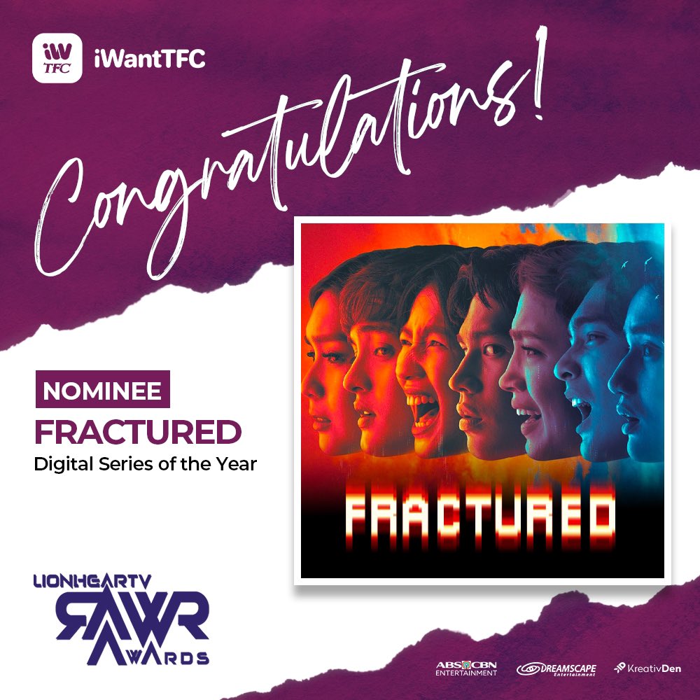 ofc_iwant's tweet photo. CONGRATULATIONS, #FRACTURED! 🎉🎉🎉 Nominee for Best Digital Series of the Year at the RAWR AWARDS 2023!

Watch the series now on iWantTFC! https://t.co/OR8vChhffh

@DreamscapePH @kreativdenph https://t.co/1LkiFU7pRS