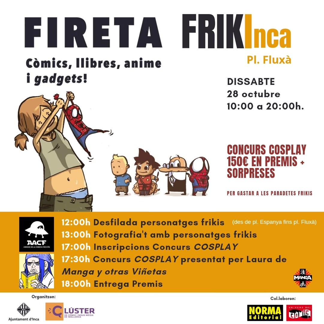 UniversdelComic's tweet photo. El dissabte 28/10 participam a la #Fireta #FrikINCA! ⤵️⤵️ https://t.co/5rnrMC9WLA