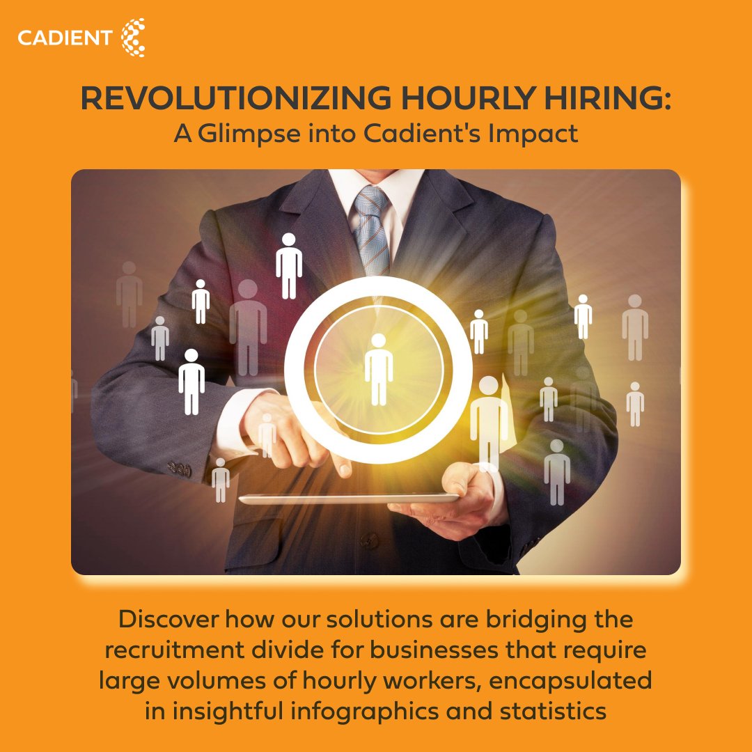 Unveiling the impact of streamlined talent acquisition! Our latest infographics and statistics demonstrate the effectiveness of Cadient's solutions in revolutionizing hourly hiring. Explore how our platform bridges the gap between ambitious businesses and prospective job seekers.
