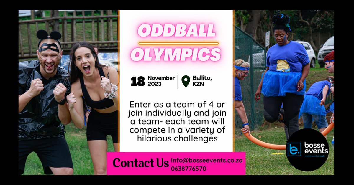 Gather your team of 4 and come join us at the OddBall olympics in Ballito on the 18th of November 
#fitness #energetic # exercise #health #sport #motivation #workouts #training #fitnessmotivation #goals #mag #digitalmag #infohub
