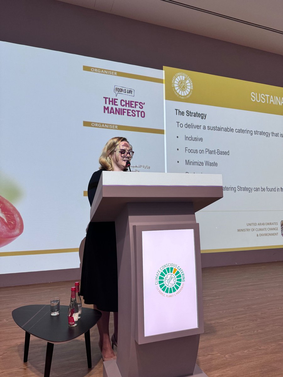 "The intention is to make food available to make an informed choice. #Climate conscious catering is our intention, climate catering is a choice for consumers, &amp; we want to make it available!" says Vicki Burn, breaking down the targets  for the #Cop28 Culinary Catering Strategy💭