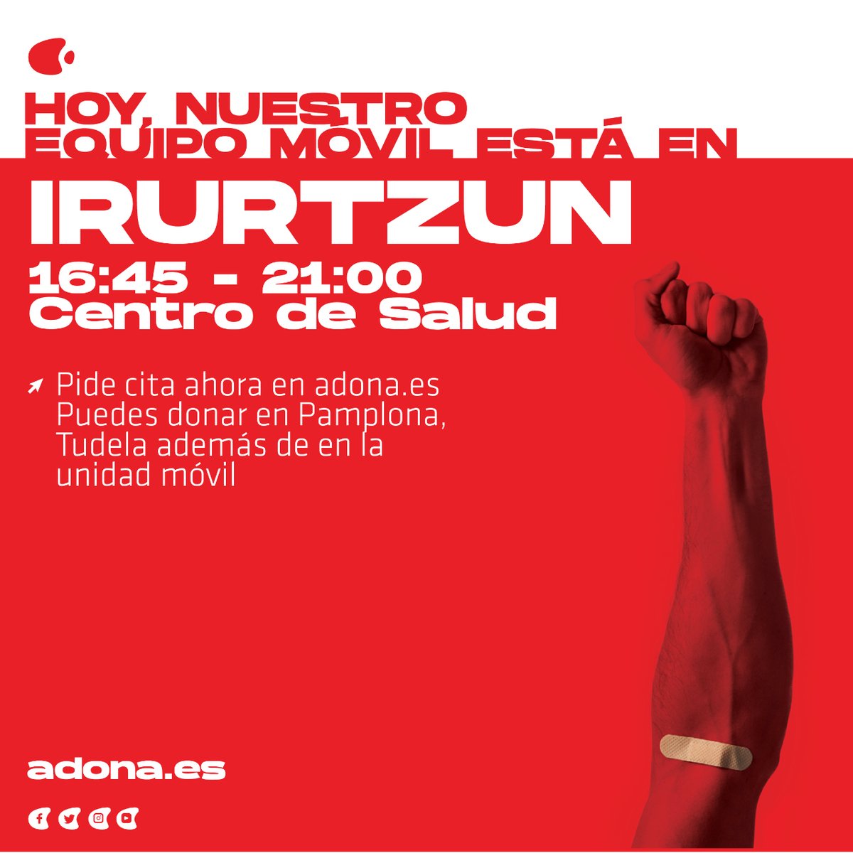 Amigos de Irurtzun, esta tarde estaremos en el Centro de Salud para un fantástico #díadedonarsangre #emanodolaeguna