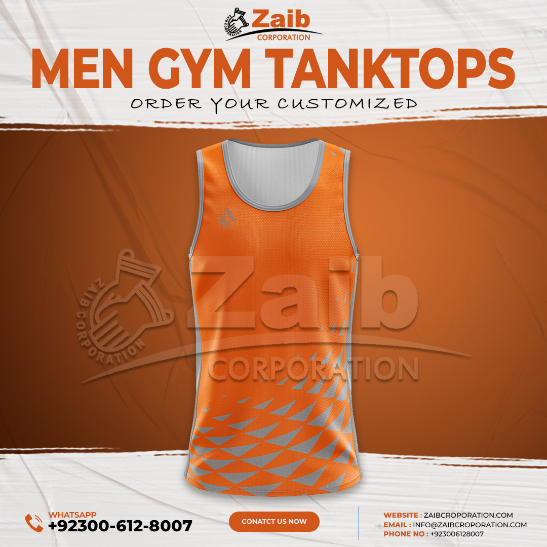 Zaib Corporation Customized Men GYM Tank Tops.
#mentanktops #hoodies #sportscaps #boxingtrousers #ladiestanktops #sportsshorts #ninjasuits #taekwondosuits #rashguards #mmashorts  #fitnesswears #sweatshirts #poloshirts #boxingshorts #legging #zaib #zaibcorp #zaibcorporation