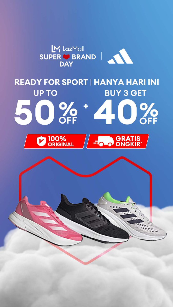 DISKON BELI ADIDAS 3 ITEM DISKON 40% CUMA HARI INI GAES 

s.lazada.co.id/s.Nlzat?cc

#ReadyForSport  #garagaraLazada