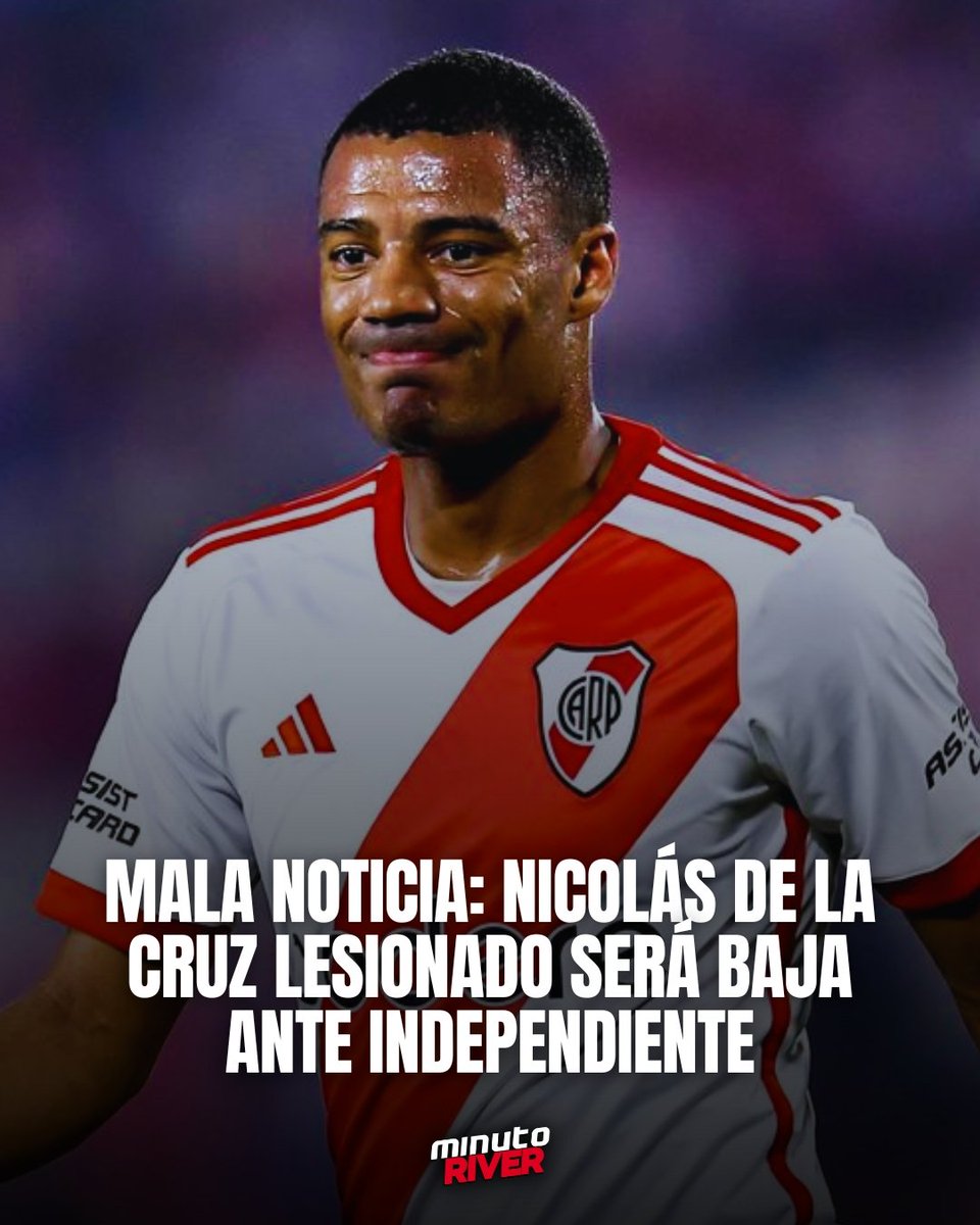 #Baja 🚨 👎 ¡Mala Noticia De Cara Al Miércoles! Nicolás De La Cruz Sufrió Una Tendinitis y No Estará Disponible Para Disputar El Partido Ante Independiente El Próximo Miércoles Por La Décima Fecha De La #CopaLigaProfesional.