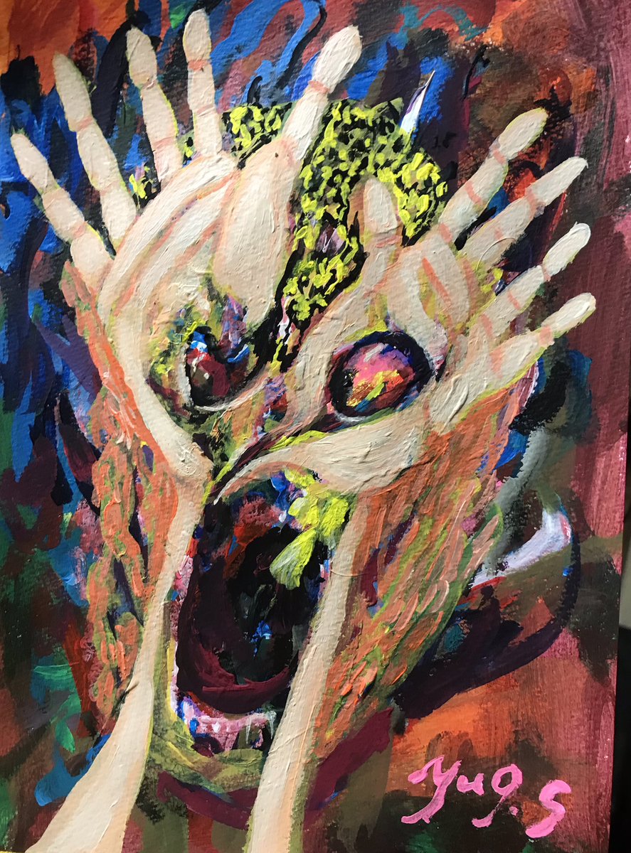 solo abstract traditional media looking at viewer colorful hands up no humans  illustration images