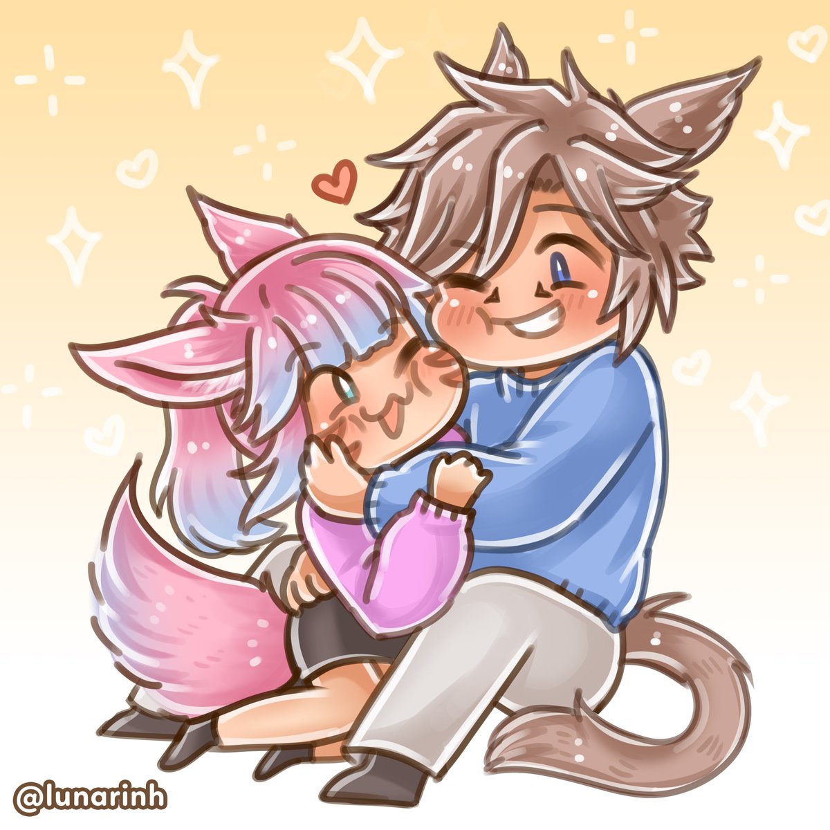 lunarinh's tweet photo. Chibi couple doodle commissioned by Kiritsugu Rei ✨🥺
#ffxiv #ffxivart #ff14 #ff14art https://t.co/Ai9Z9LKG5x