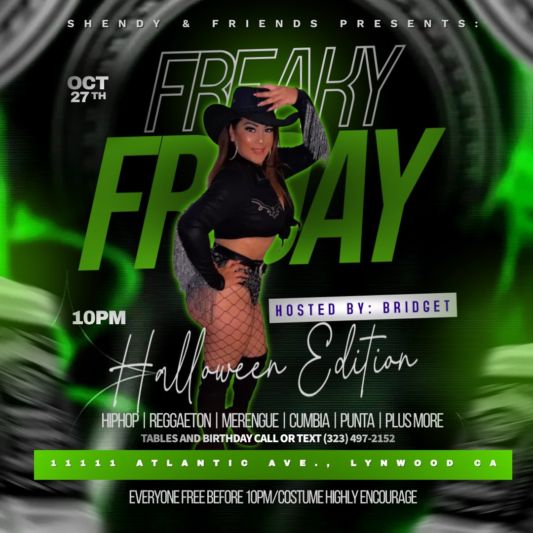 _djspot's tweet photo. Join us at our #FreakyFriday #party #HalloweenEdition in the city of #Lynwood presented by Shendy &amp; #friends with #Spooky #JelloShots available &amp; live #performances plus more TBA along with #Dj Spot mixing…
#Halloween #Costumes highly encourage!
.
#HHN #HorrorNights #Candy #Boo https://t.co/eZy4eHRFEj
