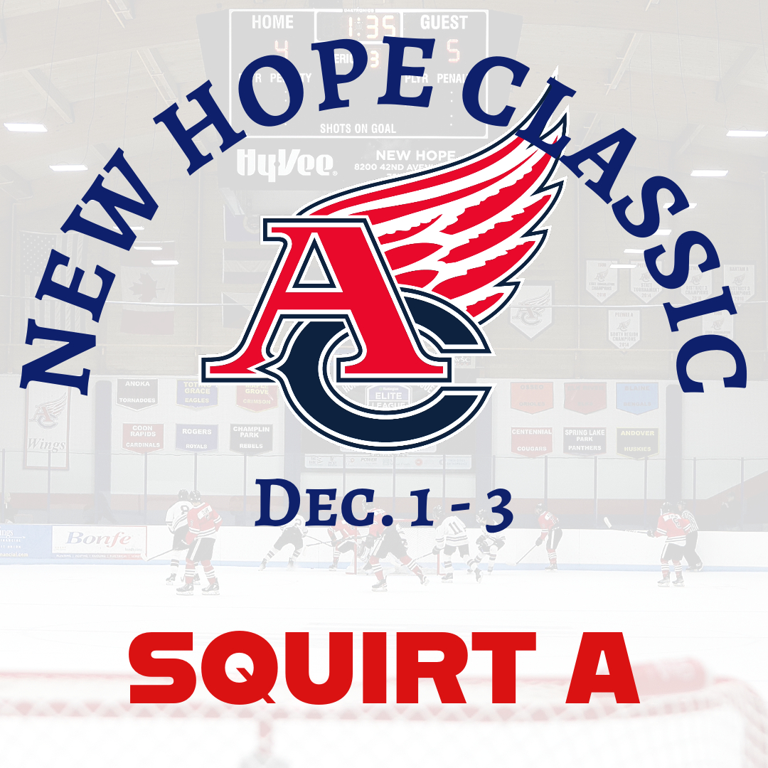 ACYHA's tweet photo. We have a couple spots remaining for the Squirt A bracket at our New Hope Classic Dec. 1-3. Register your team at NO COST! First come, first serve. Contact tournament director Susie Melynchuk at 612-940-8686. https://t.co/NlIqvcaqsT