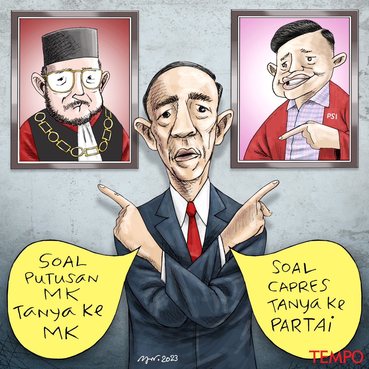 Jangan Tanya Saya

 Komentar Jokowi setelah putusan Mahkamah Konstitusi tentang syarat calon presiden dan wakil presiden.

Kartun: Yuyun Nurrachman.

#KartunMajalahTempo #MajalahTempo