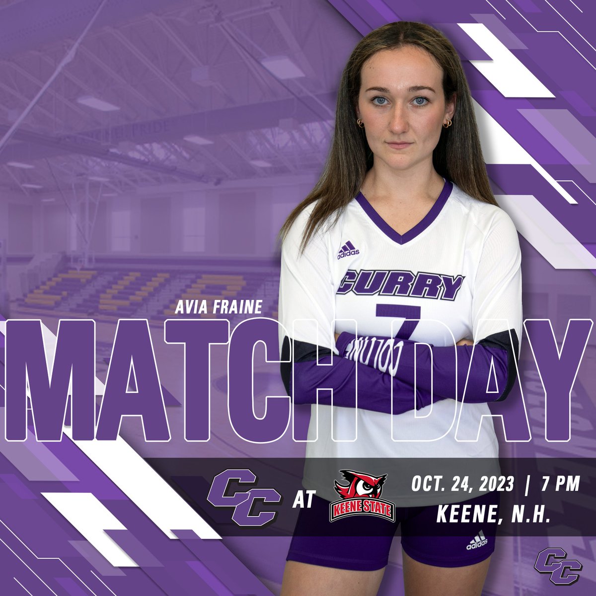 MATCH DAY!!! Curry College women's volleyball travels to Keene for a 7 PM matchup! #BleedPurple