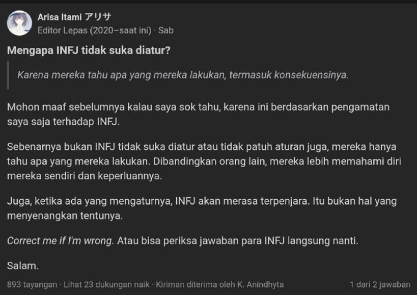 txt_introvert's tweet photo. #INFJ iya kah?

cr. Quora https://t.co/kNmVPcnwbz