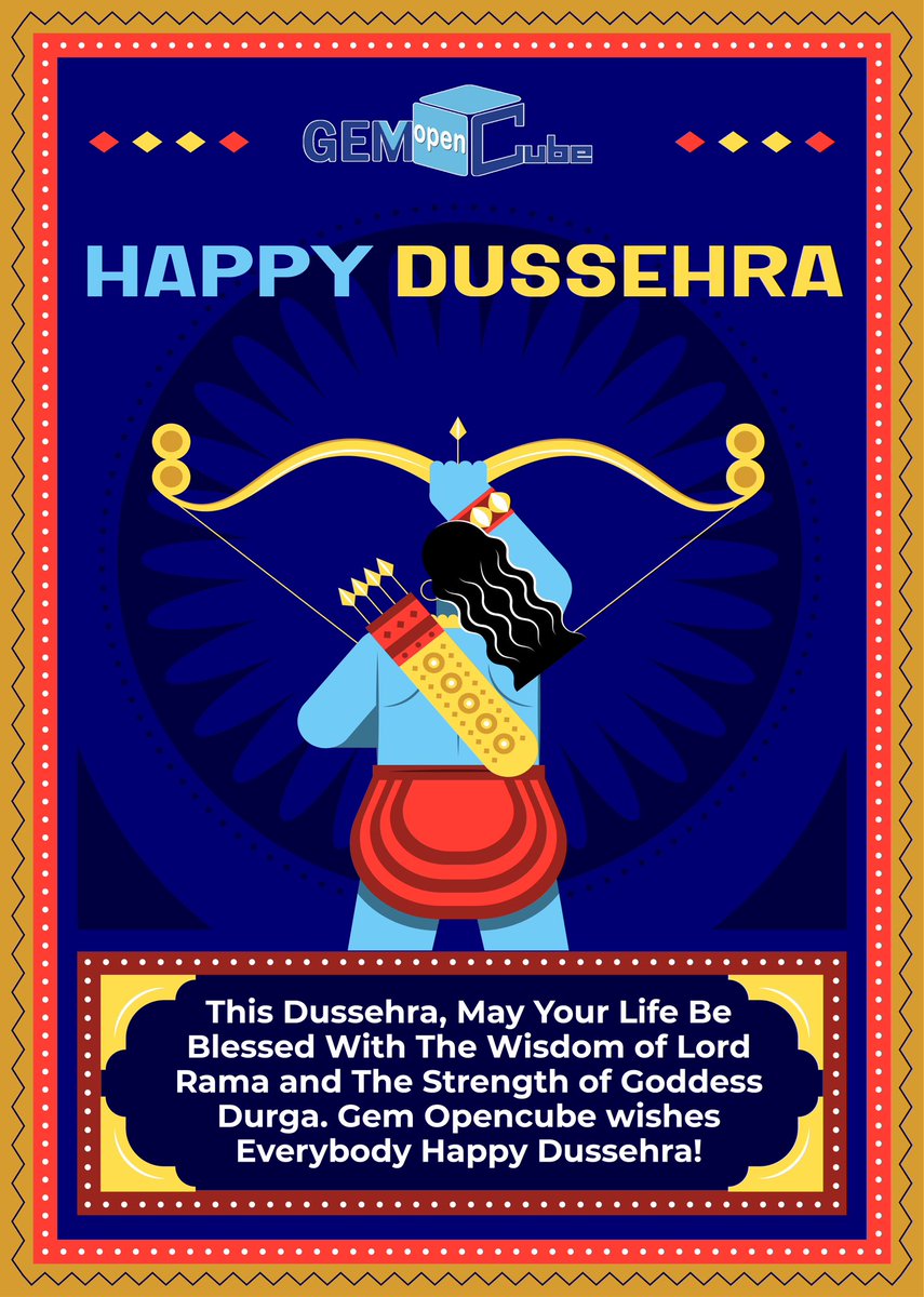 opencubegroup's tweet image. Happy Dussehra 🏹 🎉 #GemOpencube #Opencube #HappyDussehra #विजयादशमी #Dussehra2023 #VijayaDashami2023 #HappyDussehra2023 #Festival #Hyderabad #India #GoldATM #WTCMachine #MedicalATC #CarryBagMachine #Startup #Business