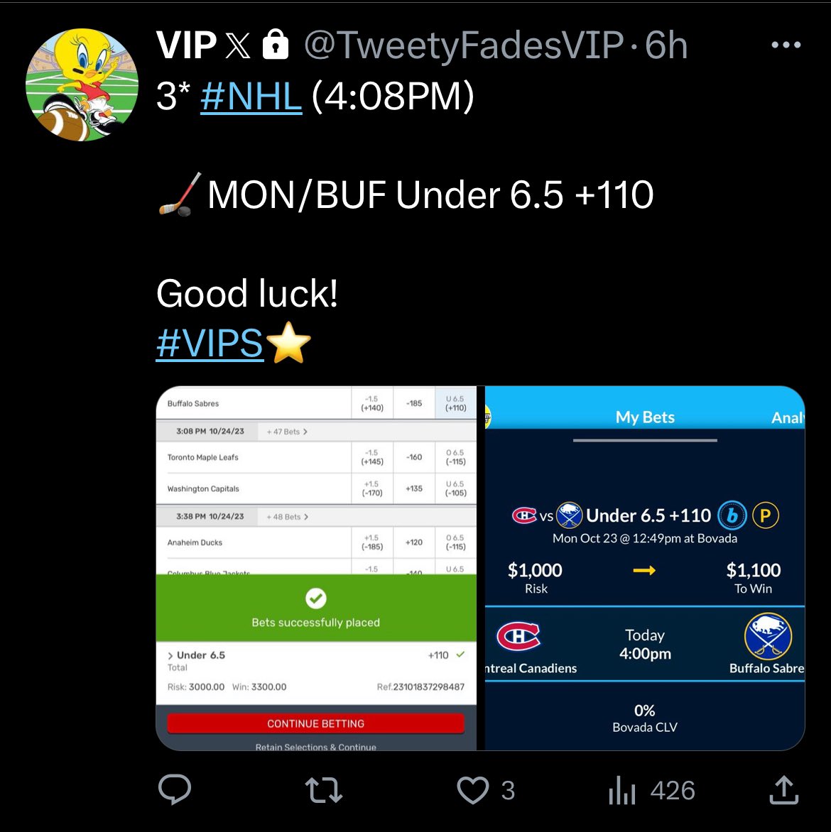 TweetyFades's tweet photo. 10* SF/MIN Under 44✅
5* TEX/HOU Over 9✅
5* PHI Phillies -1❌
3* MON/BUF Under 6.5✅
1* TEX Rangers +112✅

📈4-1 +12.37 units! 

6 Straight (10*) Winners! 🔥 https://t.co/3VBluZCZTF