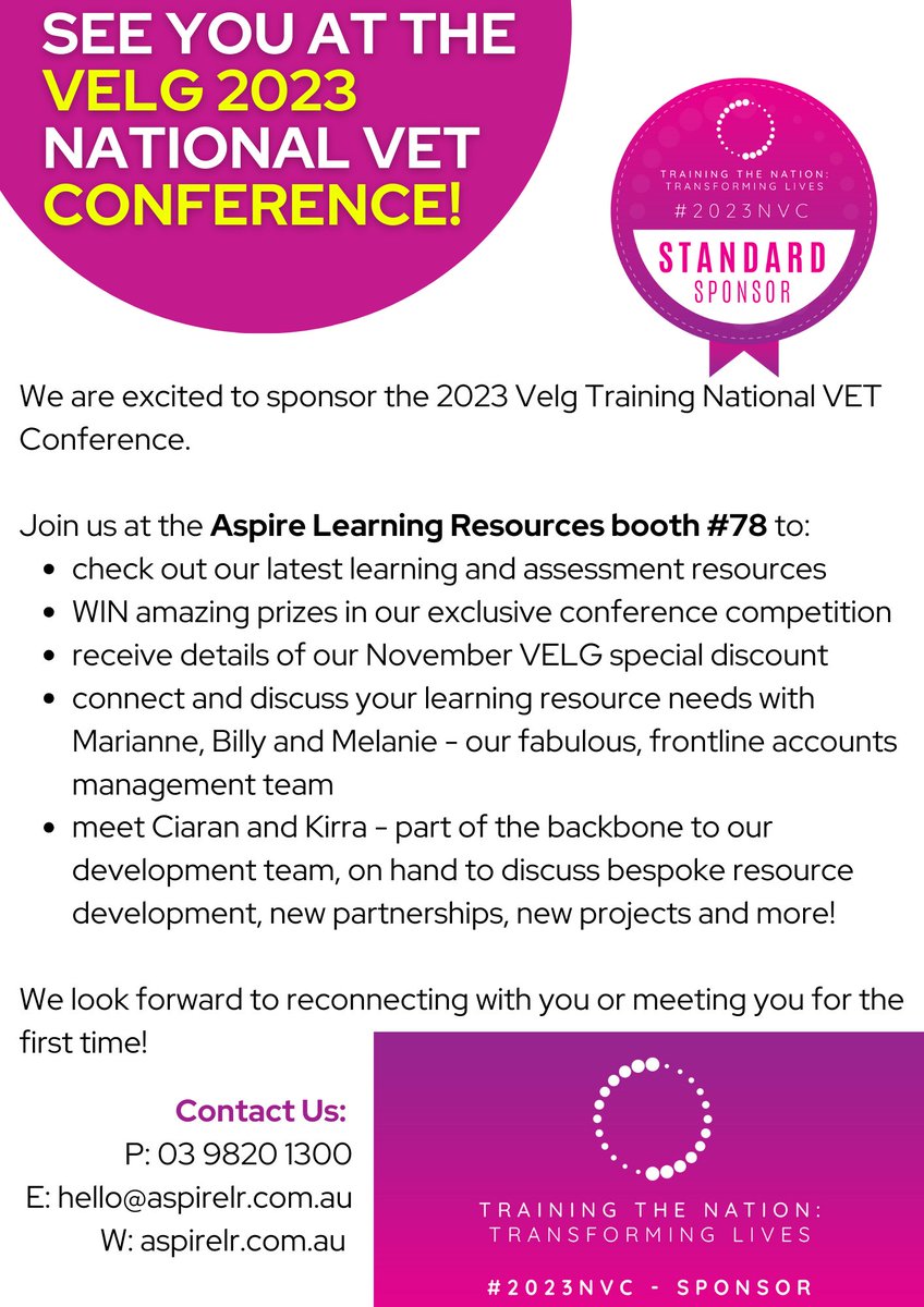 See you at VELG!
Booth 78