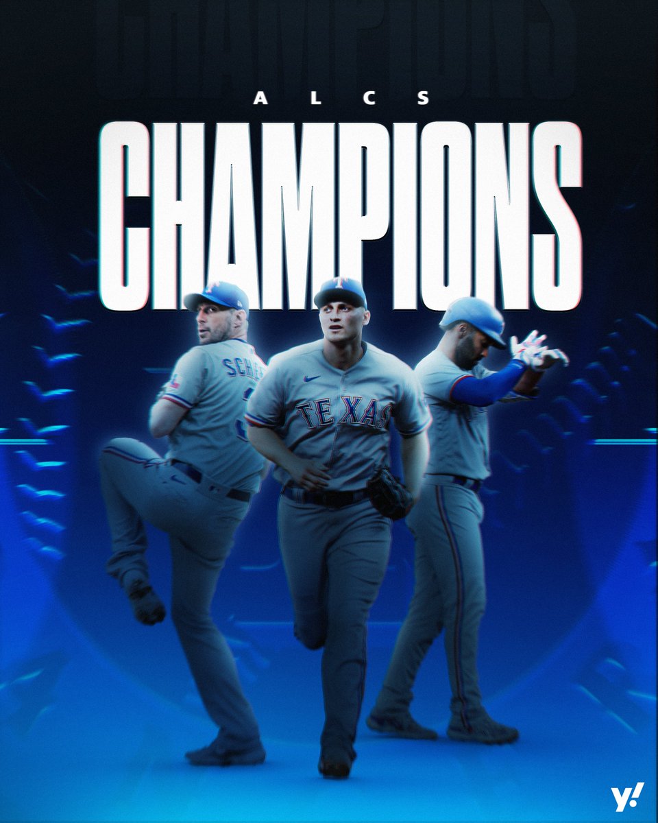 YahooSports's tweet photo. THE TEXAS RANGERS ARE HEADED TO THE WORLD SERIES ‼️ https://t.co/F1UxGxAzFV