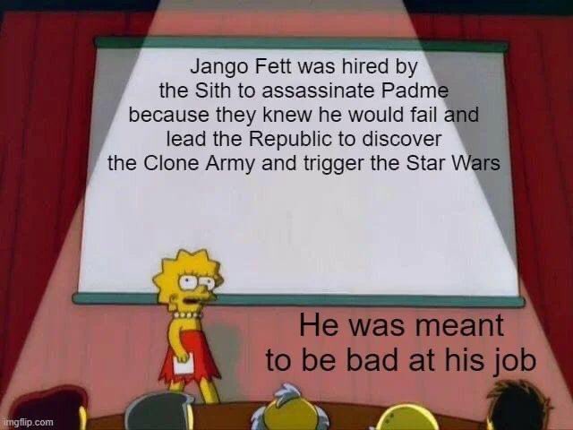 ComicBookSlayer's tweet photo. Nice theory, but, like most of the events in the prequel, #DarthSidious had a winning hand either way. He’d pretty much “won the game” by the point we see him named Chancellor in TPM.

Whether #Padme was actually assassinated and/or the #CloneWars begin, #Sheev’s like 😆 https://t.co/UYAcIZP5kM