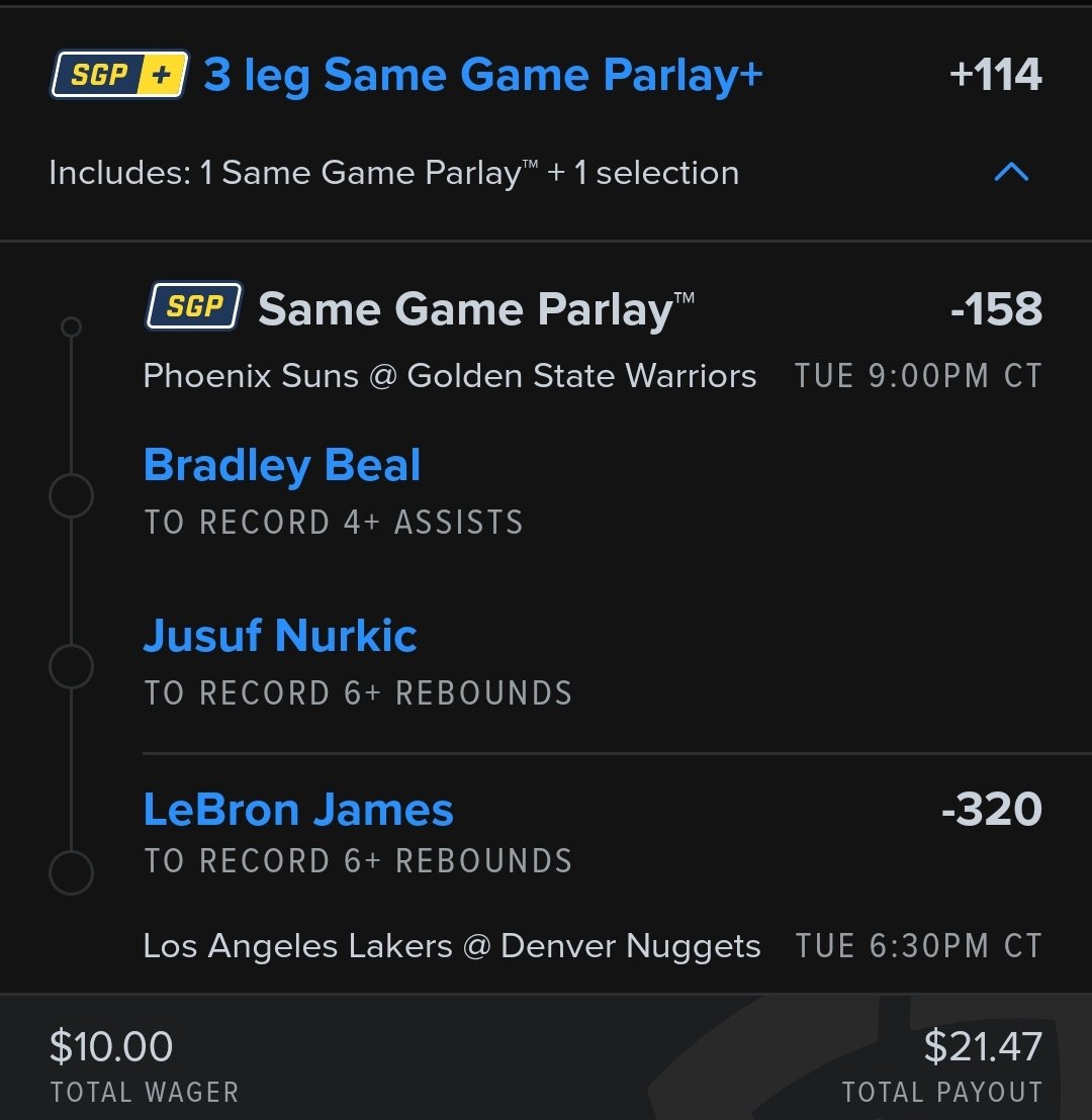 isuga15's tweet photo. #NBA is back tomorrow! 

Let's kick it off with Day 1 of a 10 day challenge. Let's keep it simple.

$10 -> $21

#fanduel https://t.co/AAYEvEr5zL