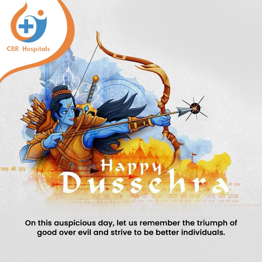May the triumph of good over evil in the epic of life inspire us to conquer our own inner demons. Happy Dussehra!!

#happydussehra #dussehrafestival #cbrhospitals