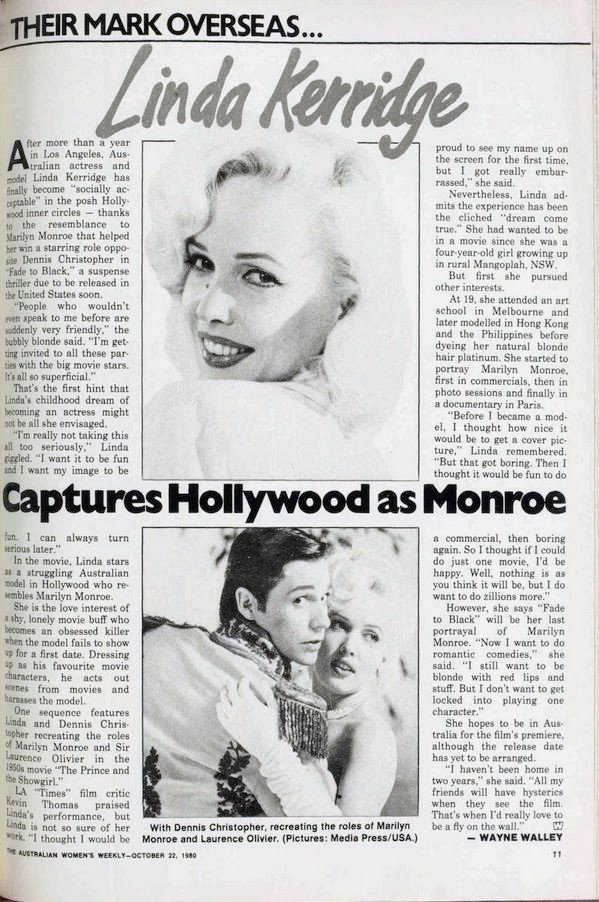 TCinCT_2012's tweet image. Exactly 43 years ago 10/23/1980 issue of THE AUSTRALIAN WOMEN&apos;S WEEKLY. 
An interview with #LindaKerridge to promote her role in #FadeToBlack starring @DennisChristo4